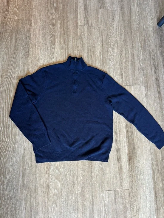 Ralph Lauren Purple Label Navy Half-Zip Wool Sweater - Picture 5 of 13